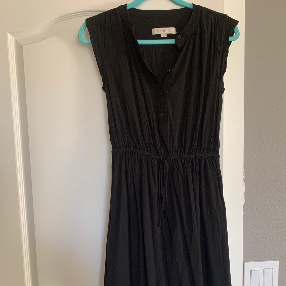 Black LOFT Buttondown mini shirt dress!